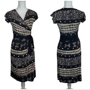 MaxMara Black Print Wrap Dress Size Small